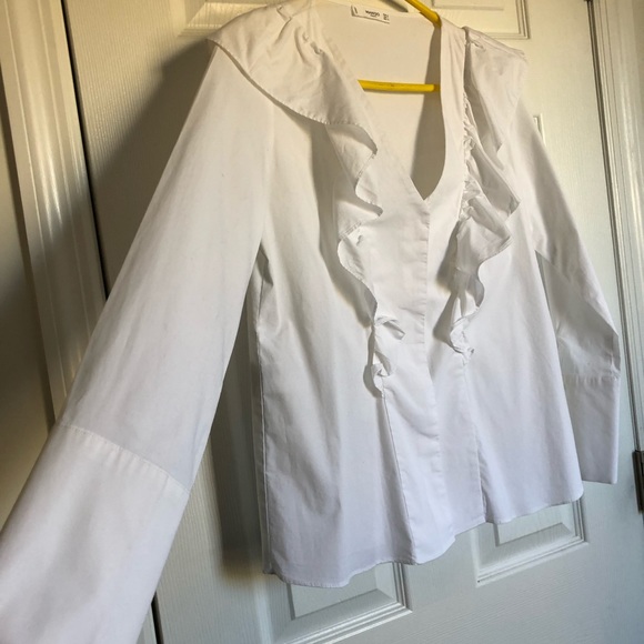 White ruffle button down - Picture 3 of 6